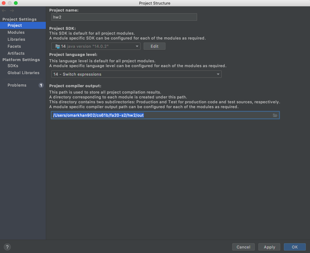 IntelliJ output path not specified