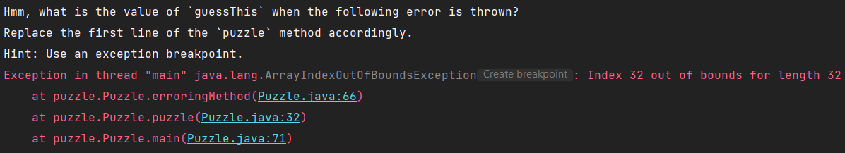 Puzzle out-of-bounds exception